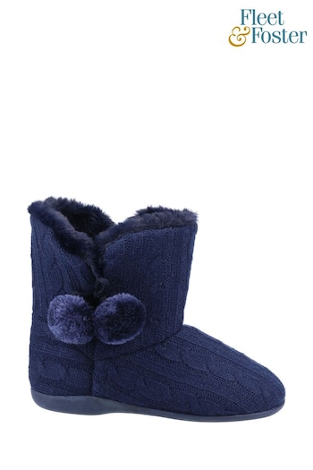 Fleet & Foster Grey Apple Knitted Bootie Slippers (M98555) | £35
