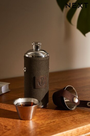 Khaki Green Country Stack Hip Flask (M98984) | £18