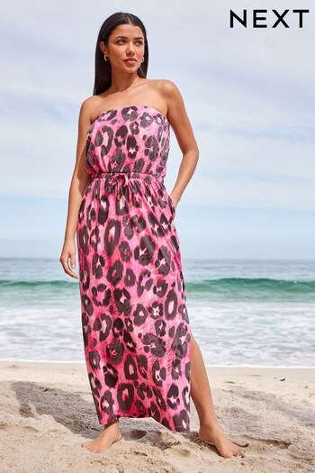 Pink Animal Bandeau Midi Dress (M99171) | £29