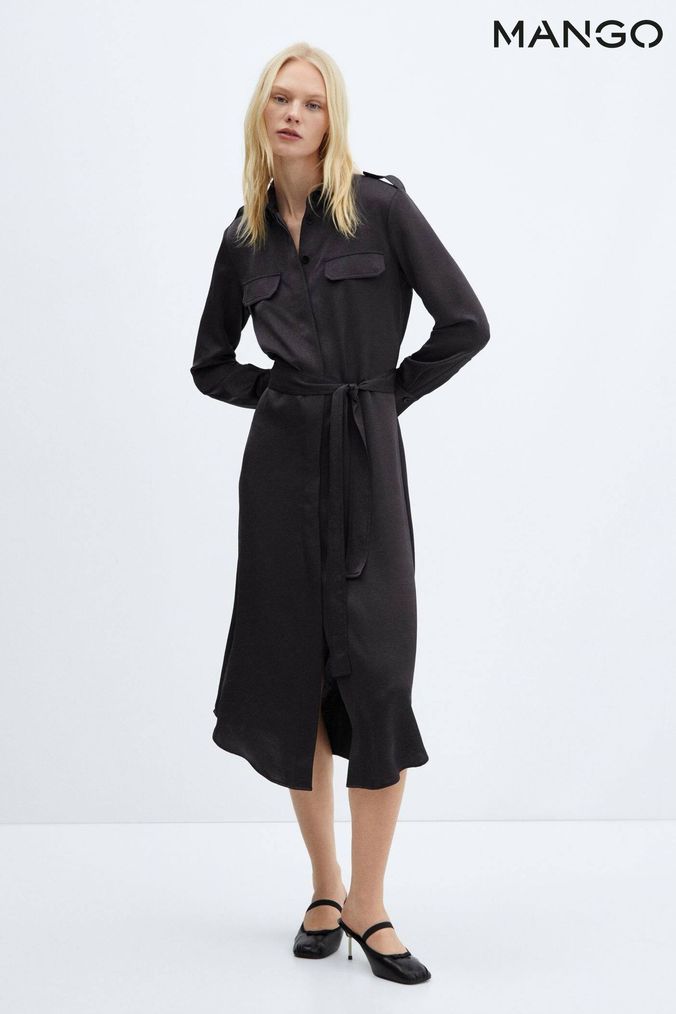 Mango black shirt dress on sale