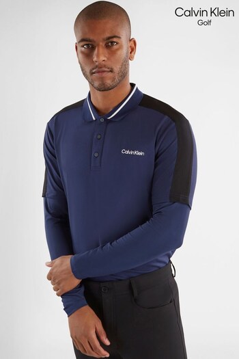 Calvin Klein Golf Blue Evans Hybrid Logo Sleeve Polo Womens Shirt (M99509) | £60