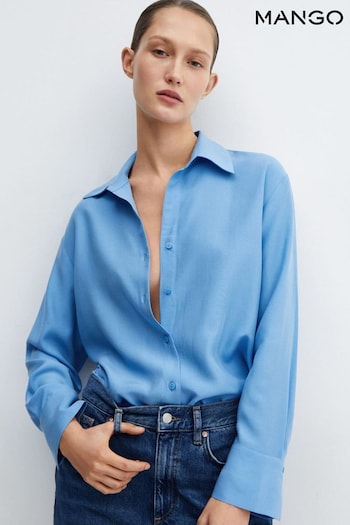 Mango Blue Long Sleeved Collared Shirt (M99582) | £36
