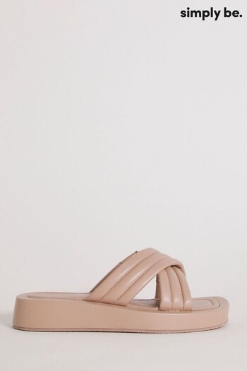 Simply Be Wide Fit Nude Soft Volume Interweaved Flatform Mules (M99730) | £25
