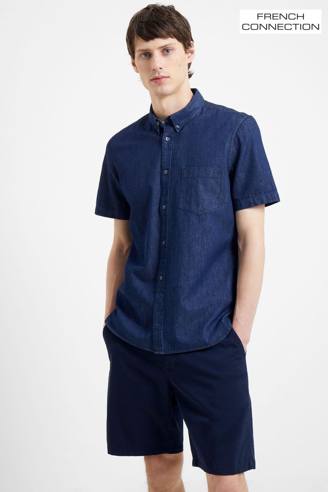 Mens short sleeve denim shirt sales uk