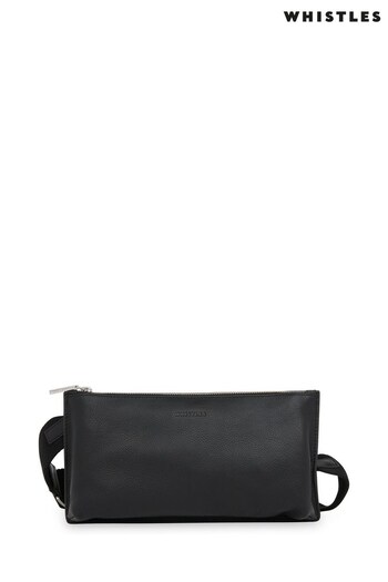 Whistles Rae Flat Double Pouch Black Clutch (M99853) | £119