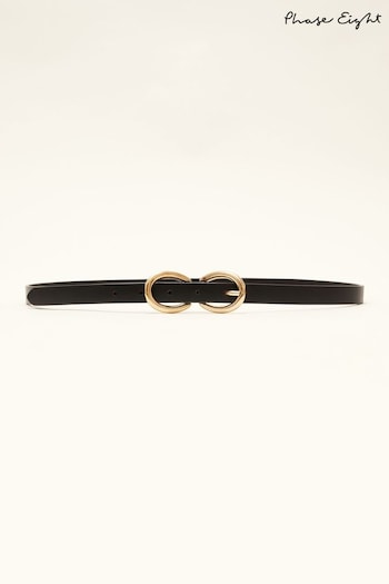 Phase Eight Betsy Double Ring Black Leather Belt (M99865) | £45