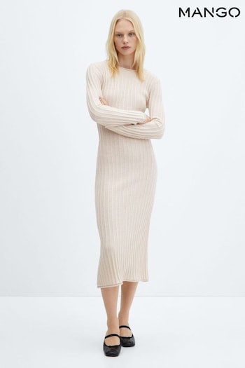 Mango Knitted Midi Nude Dress (M99901) | £50