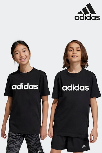 adidas Black Essentials Linear Logo Cotton T-Shirt (MMJ244) | £13