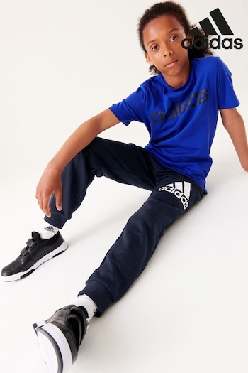 adidas Blue Junior Sportswear Essentials Regular Fit Big Logo Cotton Joggers (MMQ906) | £25
