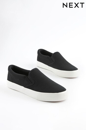Black Slip-On Canvas Shoes (MWN820) | £30