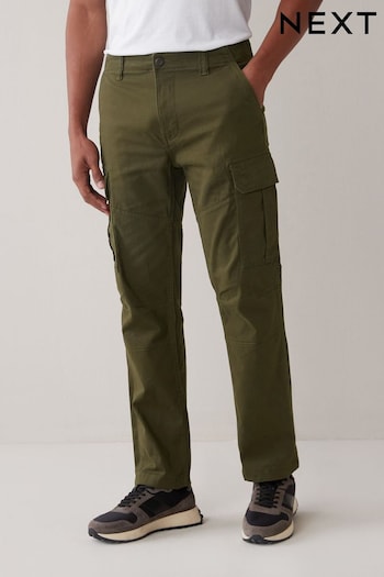 Khaki Green Straight Cotton Stretch Cargo Trousers (MX7566) | £28
