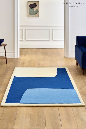 Jasper Conran London Blue Abstract Wool Rug (MXE152) | £250 - £510