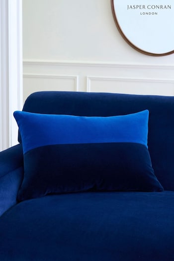 Jasper Conran London Navy Blue Two Tone Velvet Cushion (MXW127) | £40