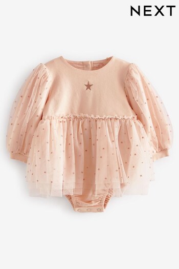 Pink Mesh Glitter Star Romper with Embroidery (N00000) | £20 - £22