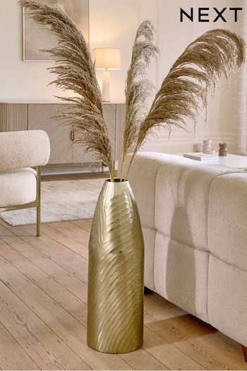 Gold Extra Large Metal Textured Floor Vase (N00073) | £68
