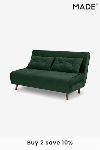 MADE.COM Smooth Velvet Moss Green Haru Large Sofa Bed (N00110) | £575