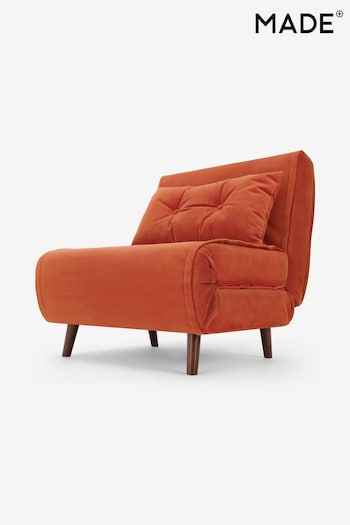 MADE.COM Smooth Velvet Tan Orange Haru Single Sofa Bed (N00112) | £375