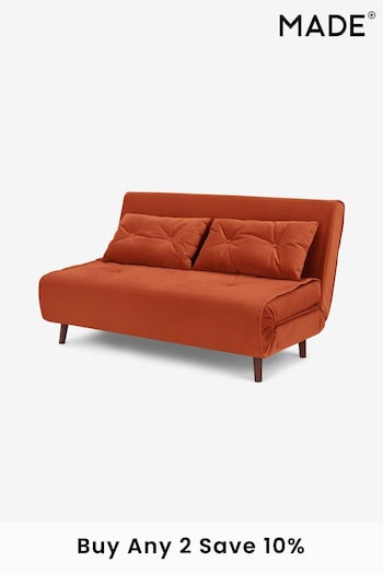 MADE.COM Smooth Velvet Tan Orange Haru Large Sofa Bed (N00113) | £575