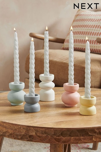 Set of 5 Multi Pastel Textured Tealight and Taper Candle Holders (N00129) | £24
