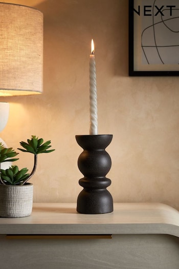 Black Ceramic Pillar and Taper Candle Holder (N00130) | £14