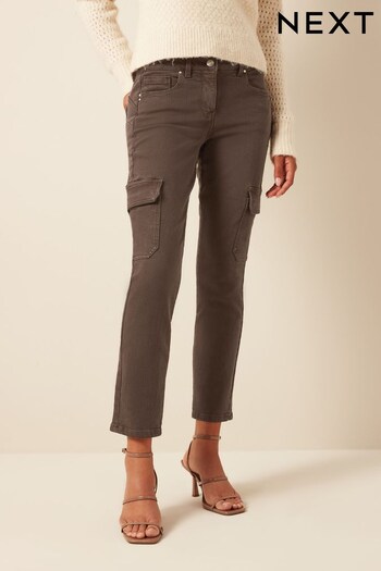 Chocolate Brown Lift, Slim And Shape Slim Cargo Blumenstickerei Jeans (N00159) | £48