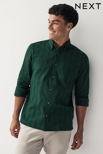 Green Textured Long Sleeve Shirt (N00167) | £32