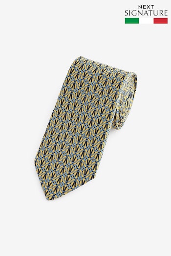 Yellow Geometric Signature Made In Italy Tie (N00249) | £30