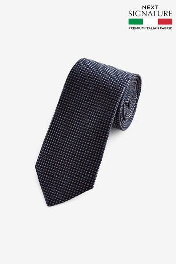 Navy Blue Textured Signature Made In Italy Tie (N00255) | £30