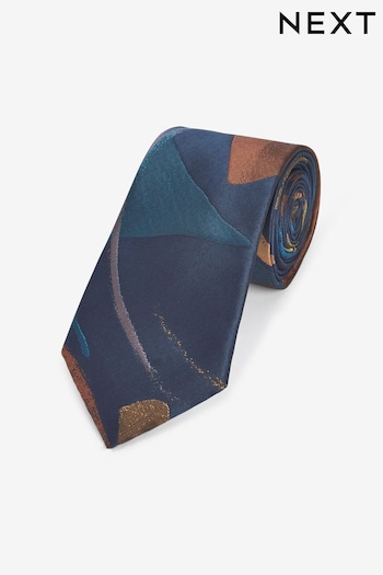 Navy Blue Slim Pattern Tie (N00259) | £12