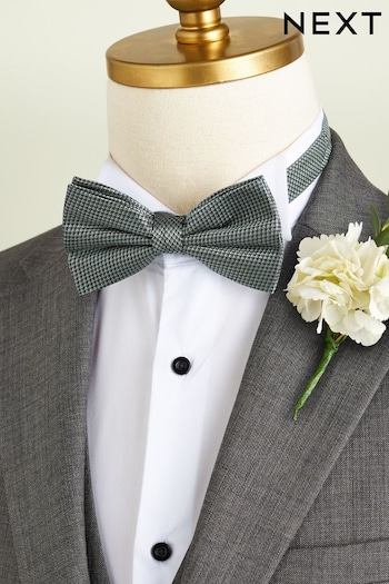 Sage Green Textured Silk Bow Tie (N00270) | £18
