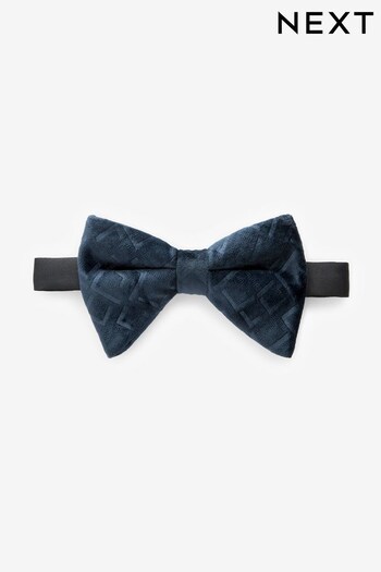 Navy Blue Jacquard Velvet Bow Tie (N00290) | £12