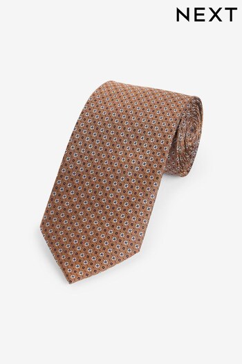 Rust Brown Silk Geometric Tie (N00300) | £20