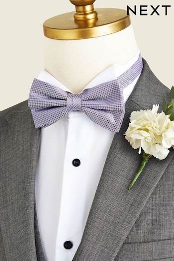 Lilac Purple Textured Silk Wedding Bow Tie (N00309) | £18