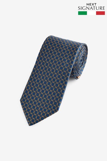 Navy Blue Geometric Signature Made In Italy Tie (N00316) | £30
