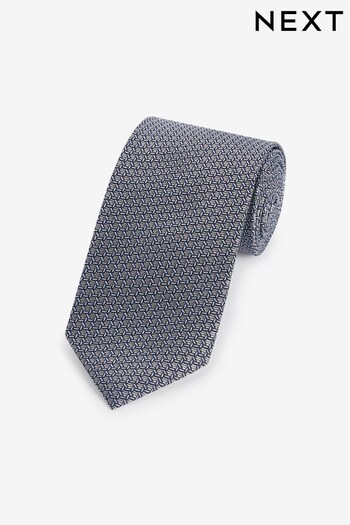 Charcoal Grey Silk Geometric Tie (N00319) | £20