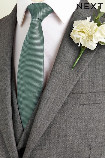 Sage Green Slim Textured Silk Wedding Tie (N00322) | £18