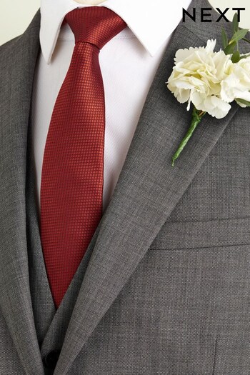 Rust Orange Slim Textured Silk Wedding Tie (N00337) | £18