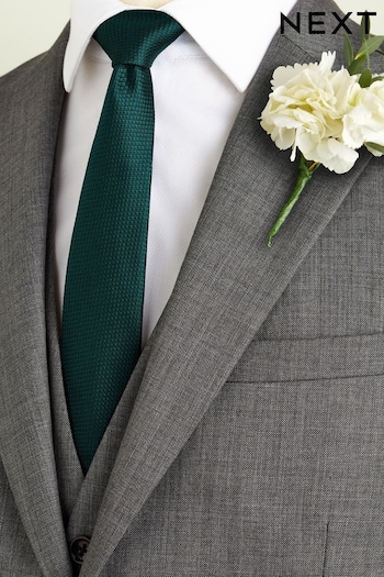 Forest Green Slim Textured Silk Wedding Tie (N00339) | £18