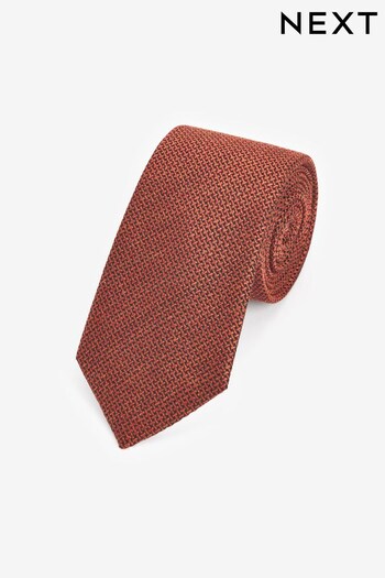 Burnt Orange Signature Textured Silk Tie (N00344) | £18