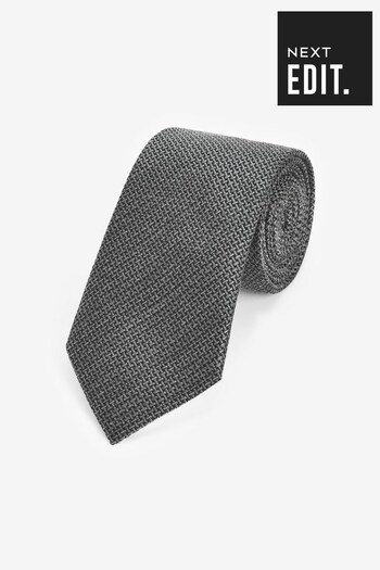 Dark Grey Texture Silk Tie (N00345) | £18