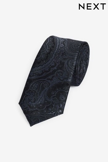 Black Paisley Slim Party Tie (N00350) | £12