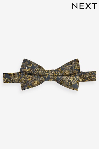 Black/Yellow Gold Paisley Party Bow Tie (N00360) | £12