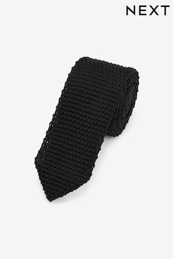 Black Slim Knitted Tie (N00382) | £10