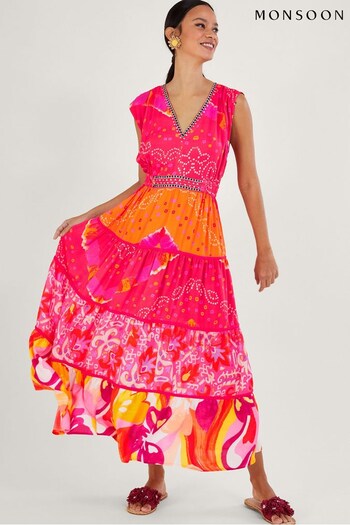 Monsoon Bandhani Contrast Print Midi Dress in LENZING™ ECOVERO™ (N00461) | £80