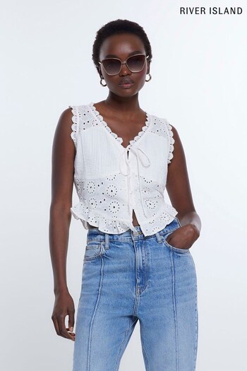 River Island Lace Corset White Top (N00491) | £33