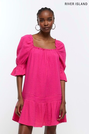 River Island Pink Trim Smock Mini Dress (N00527) | £35