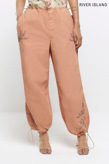 River Island Orange Baggy Embellished Parachute Mini Trousers (N00536) | £55