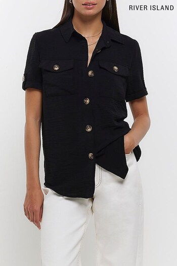 River Island Black Textured Shirt (N00553) | £33
