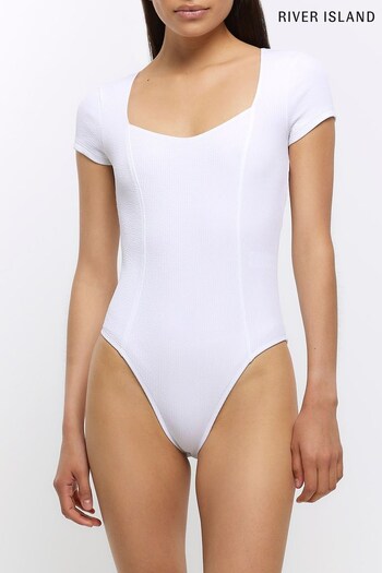 River Island Texture Sweetheart White Bodysuit (N00555) | £18