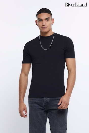 River Island Black Muscle Fit T-Shirt (N00611) | £10